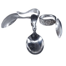 c1900-1930 Sterling Silver Baby Spoons S Kirk Repousse Little Miss Muffett and S - £130.57 GBP