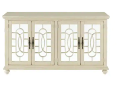 Martin Svensson Home Orleans Antique White Wood TV Stand Fits 65 In. With Mirro - £453.78 GBP