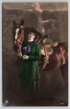 RPPC Equestrian Lovely Lady Darling Horse Hand Colored Photo NPG Postcard B36 - £15.94 GBP