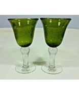 Tabletops Unlimited Corsica Home Green and Clear Blown Glass Goblets 14 ... - £35.87 GBP