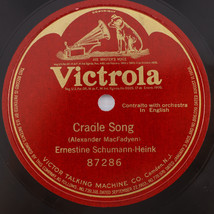 Ernestine Schumann-Heink – Cradle Song - Single Sided 10&quot; 78 rpm Victrola – 8728 - £12.24 GBP