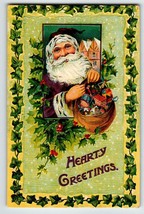 Santa Claus Father Christmas Postcard Purple Suit Coat Gel Germany 2236 Unused - £15.17 GBP