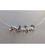 Sterling Silver Running Horses necklace Omega chain.  Signed Original. Z... - £140.75 GBP