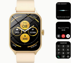 Smartwatch 47 mm Golden Case Pink Silicone Watch - $25.11