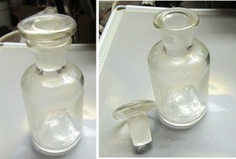 Apothecary Glass Bottle  Clear  3 3/4&quot; Tall with Glass Stopper - £6.24 GBP