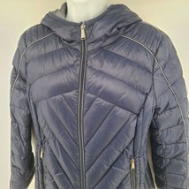 BCBGeneration Ultra Lightweight Packable Down Hooded Jacket Blue Womens Size M - £27.21 GBP