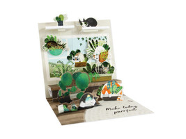 CATS IN PLANTS Pop Up Greeting Card With Envelope - $12.86
