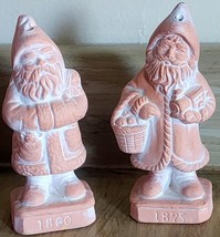 1860 &amp; 1875 Era Santa Claus Ceramic Figurine Ornament Set Of 2 Terra Cotta Color - £12.20 GBP
