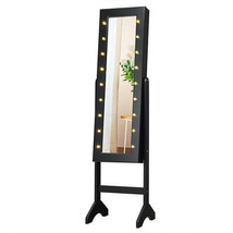 Mirrored Jewelry Cabinet Armoire Organizer w/ LED lights-Black - Color: Black - £105.54 GBP