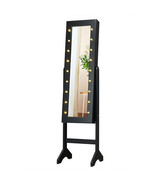 Mirrored Jewelry Cabinet Armoire Organizer w/ LED lights-Black - Color: ... - $2,564.75 MXN