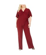 NY Collection Womens Plus Petite 1XP Cabernet Wine Red V Neck Jumpsuit N... - $47.04 CAD