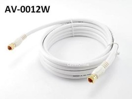 12Ft Rg6 75 Ohm High-Grade Gold-Plated F-Type Coaxial Video Cable White, - £18.01 GBP