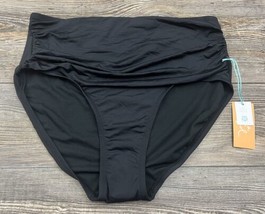 KONA SOL Women&#39;s Black Swimsuit Bottom High Coverage High Waist Size Medium - $12.85