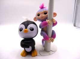 Fingerlings Interactive Monkey Purple Pink Sounds Reactions an Penguin both Work - £12.22 GBP