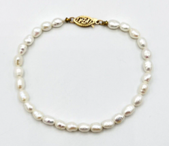 Vintage 14K Gold Freshwater White Pearl Bracelet 7 in - £65.90 GBP