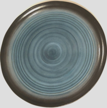 TRENDS TODAYS Stoneware Blue Black Trim Swirl Circular Design Dinner Pla... - $11.60