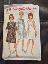 Vintage Simplicity #6851 Pattern For Misses Size 12 Robe &amp; Slip Partial Cut - £7.46 GBP