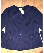 NEW WOMEN&#39;S CHICO&#39;S NAVY BLUE INK QUILTED JACKET WITH ZIPPERED POCKETS 1... - $666.19 MXN