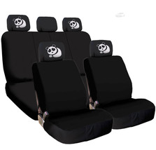 For HYUNDAI New Black Flat Cloth Car Truck Seat Covers and Panda Headrest Cover - $42.46