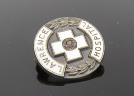 925 Sterling Silver - Vintage Enamel Lawrence Hospital Badge Brooch Pin ... - $23.42