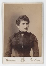 Antique c1880s Cabinet Card Beautiful Woman in Black Dress Newman New York, NY - £7.57 GBP
