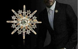 Stunning vintage look gold plated six point star celebrity brooch broach pin e1 - $21.02