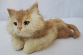 Vtg  Kitten Kitty Cat Genuine Rabbit Fur  &amp; Goat Hair Figurine - £27.97 GBP