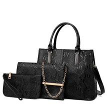  3 Pcs Set Women Tote Bag Top Quality  Skin PU Leather Shopper Handbags and Purs - £159.28 GBP