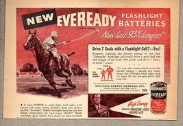 1947 Print Ad Eveready Flashlight Batteries Polo Player on Horse - £7.30 GBP