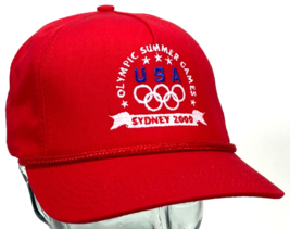 Olympic Summer Games USA Sydney 2000 Hat-Red-Leather Strapback-Rope Bill... - £14.71 GBP