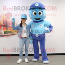 Sky Blue Alliance mascot costume character dressed with a Mom Jeans and Hats - $1,259.00