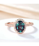 Natural Oval Cut 5 Carat Color Changing Alexandrite 14K Rose Gold Plated... - £83.10 GBP