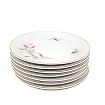 Rosenthal Geisha Bread &amp; Butter Plates Lot 8 Gold TrimGray Pink Leaves B... - £49.84 GBP