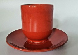 Vintage Waechtersbach Red Handle-less Cup &amp; Saucer Set (U28) - £10.38 GBP