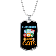 Bingo And Cats Necklace Stainless Steel or 18k Gold Dog Tag 24&quot; Chain - £37.32 GBP+