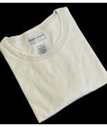 Drapers &amp; Damons Ivory Short Sleeve Shirt Size PL Crochet Trim T-Shirt T... - $19.53
