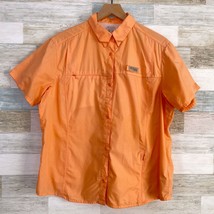 Columbia PFG Ventilated Fishing Shirt Orange Short Sleeve Cotton Blend W... - $29.69