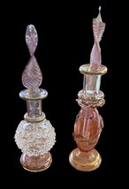 Set of 7 Crafts of Egypt Hand Crafted Art Glass Perfume Bottles w Stoppers - $46.48