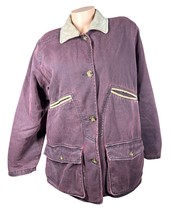 Woolrich Womens Chore Coat Fleece Lined Barn Field Leather Collar Purple... - $74.24