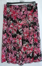 Elements Black White Pink Floral Skirt Size L #8361 - £7.28 GBP