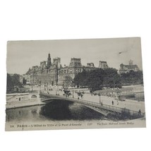 Paris France Postcard The Town Hall &amp; Arcole Bridge Unposted Old Vintage  - £2.38 GBP