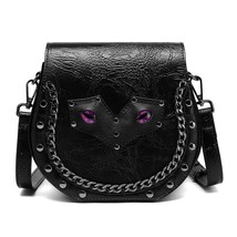 Retro Rivet Chain Women Bag Fashion Punk Versatile Black Large Capacity Female L - £57.96 GBP
