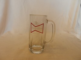Vintage Budweiser Clear Glass Beer Mug Red Bowtie with White Logos 6&quot; Tall - £39.33 GBP