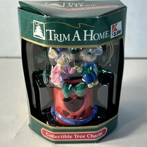 Trim A Home, Tree Charm Ornament Two Mice Under Mistletoe, Christmas Tog... - $8.99