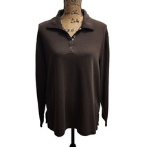 Carolyn Taylor Essentials Brown Long Sleeve Polo Sweater Casual Pullover... - $16.82