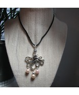 Octopus necklace - steampunk style  with real Pearls. - $24.00