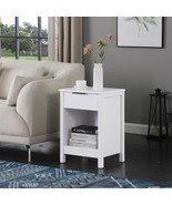 Retro White Modern 3-Tier Nightstand, End Table with Drawer - $1,434.90 MXN