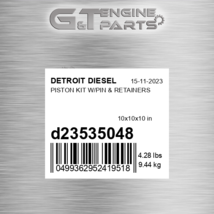 D23535048 Piston Kit W/PIN &amp; Retainers Fits Detroit Diesel (New Aftermarket) - $761.84