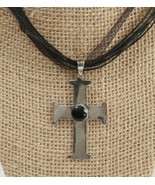 925 Sterling Cross Pendant with Black Onyx 2 Inches Tall Handcrafted On ... - £22.11 GBP