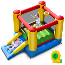 Inflatable Bouncer Kids Bounce House Jumping Castle Slide with 480W Blower - $266.37 CAD